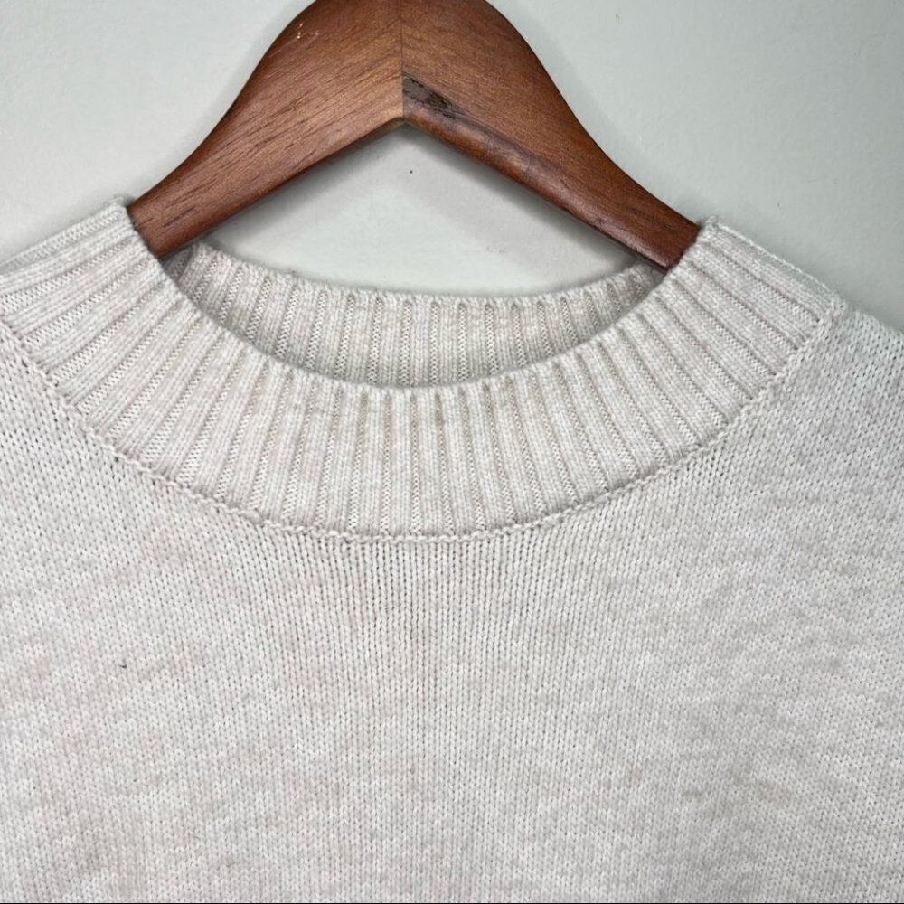 H&m Cream Wool Blend Scoop Neck Sweater Size L - Picture 3 of 10